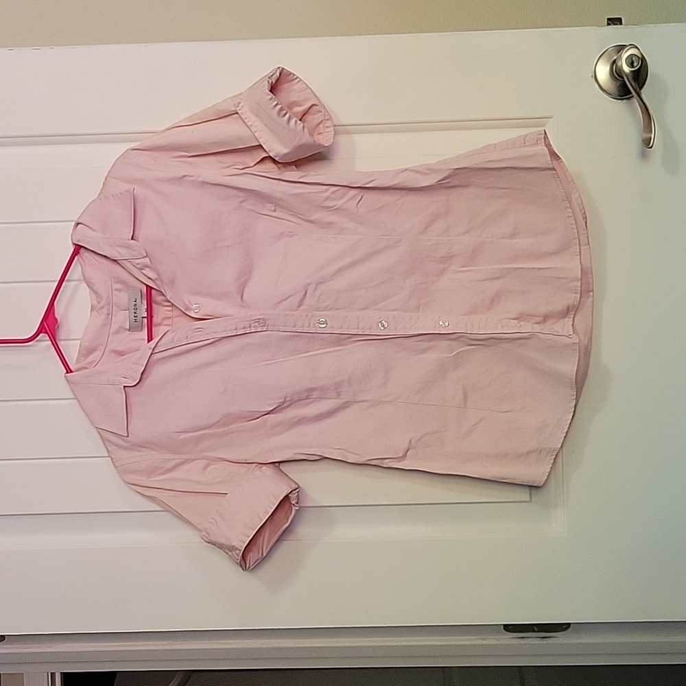 Merona medium fitted pink button up dress shirt
